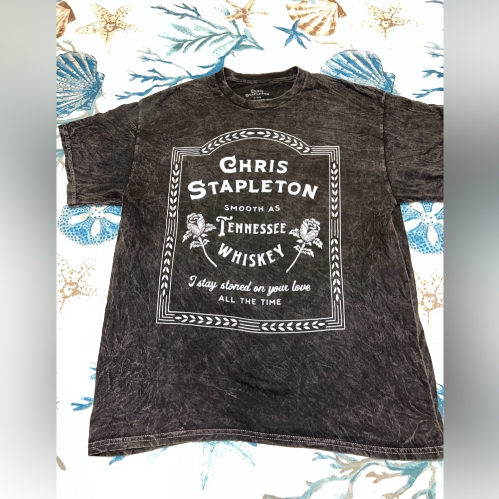 Chris Stapleton T-shirt Size Large Tie Die Black Tennessee Whiskey Concert Tee